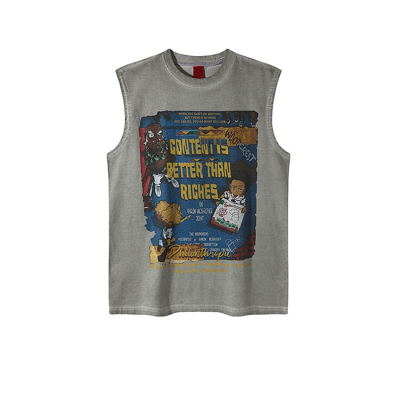 CITYBOY ANIME GRAPHIC PRINTED SLEEVELESS SUMMER TEE