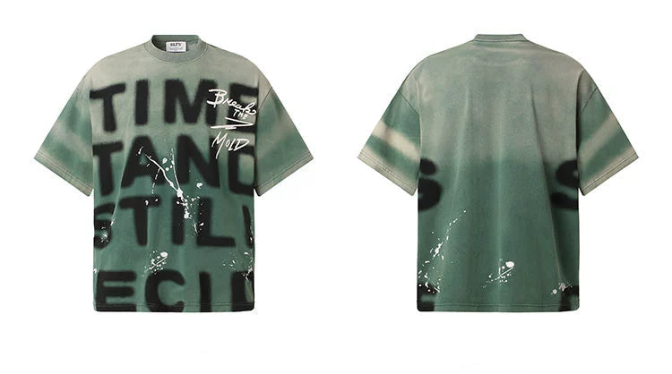 Ink Splash Letter Print T-Shirt