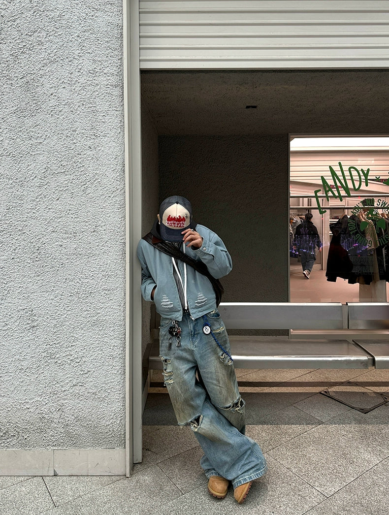 Distressed Ripped Baggy Denim Jeans