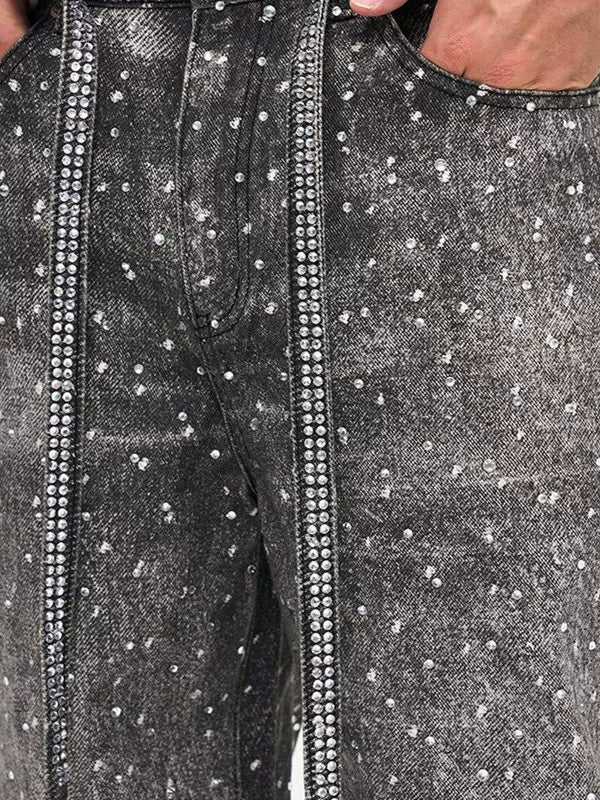 Untold Diamond Washed Distressed Straight Jeans