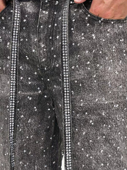 Untold Diamond Washed Distressed Straight Jeans