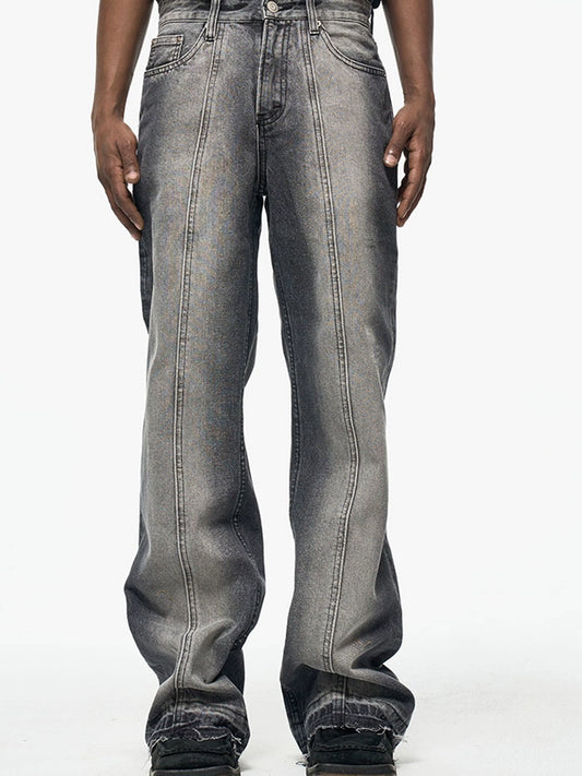 Untold Washed Distressed Flared Jeans