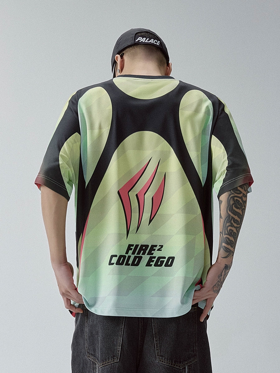 Contrasting Printed Racing Jersey