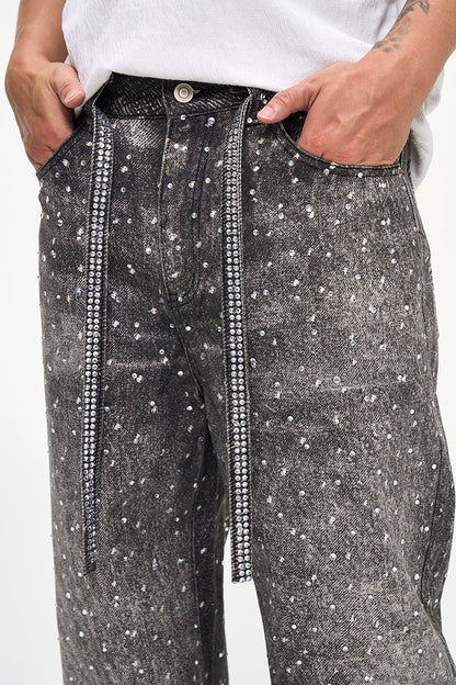 Untold Diamond Washed Distressed Straight Jeans