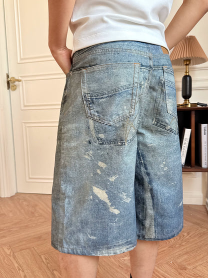 Untold Graffiti Design Denim Shorts