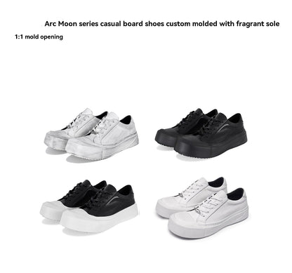 Arc Moon Cowhide Dirty White Board Shoes