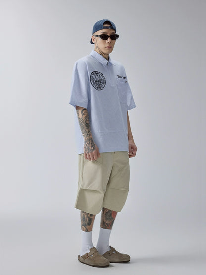 Summer Vertical Striped Short Sleeve Shirt