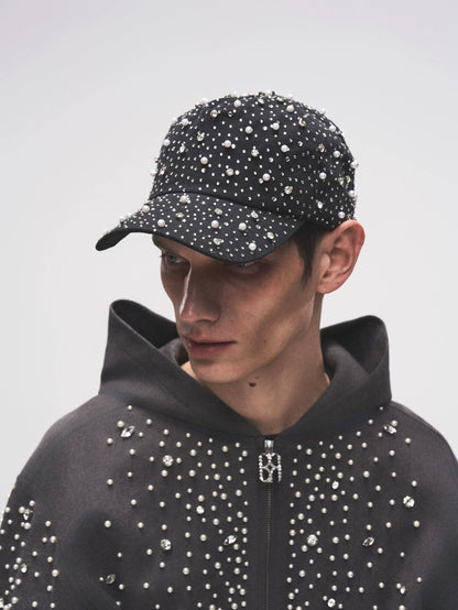 PREMIUM PEARL AND RHINESTONES BASEBALL CAP