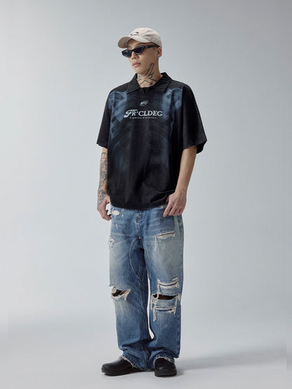 F2Center Heavy Washed Old Polo Shirt