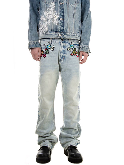 Untold Botanical Embroidered Straight Jeans