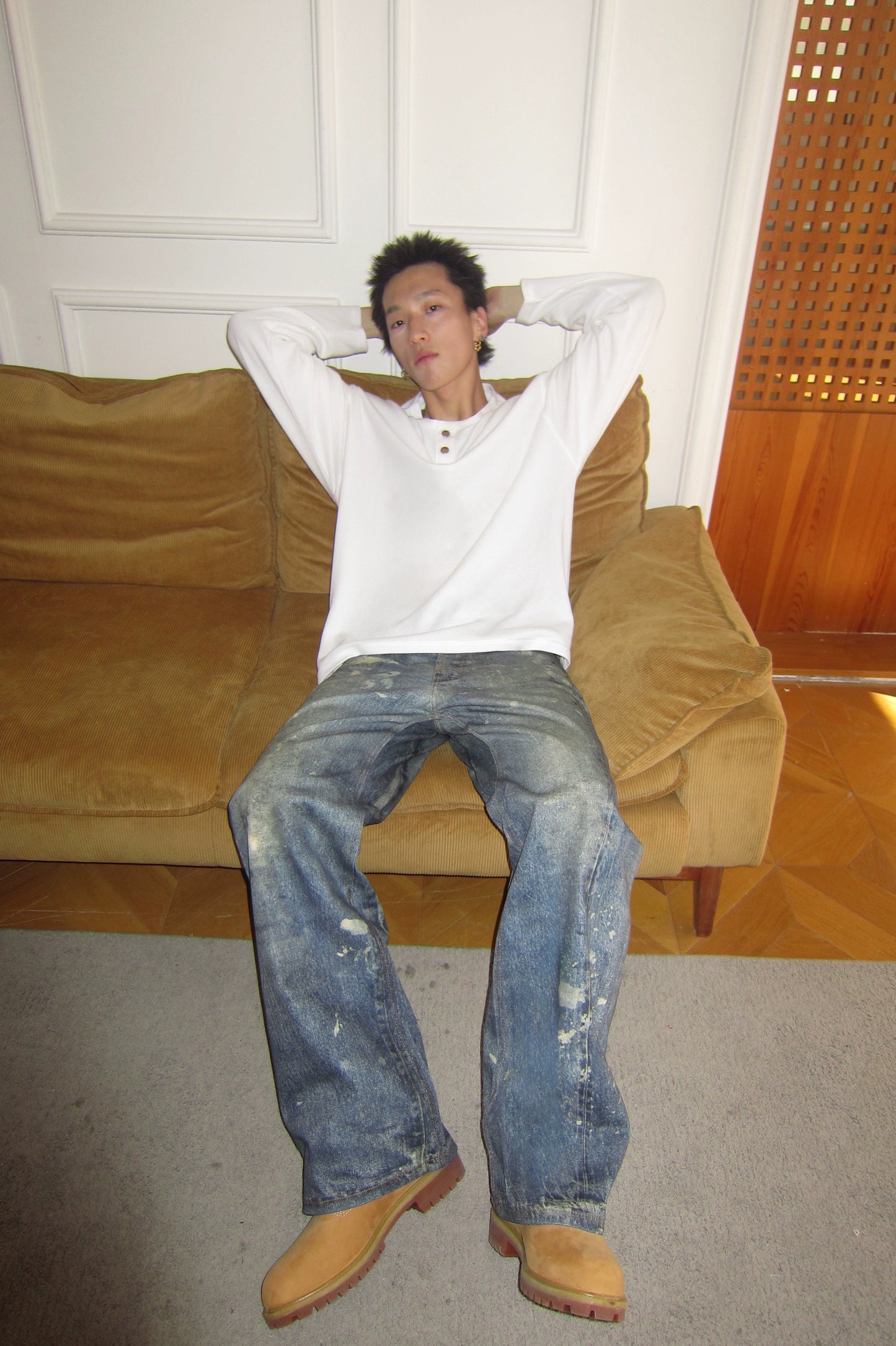 Untold Vintage Digital Splash Bootcut Denim Trousers