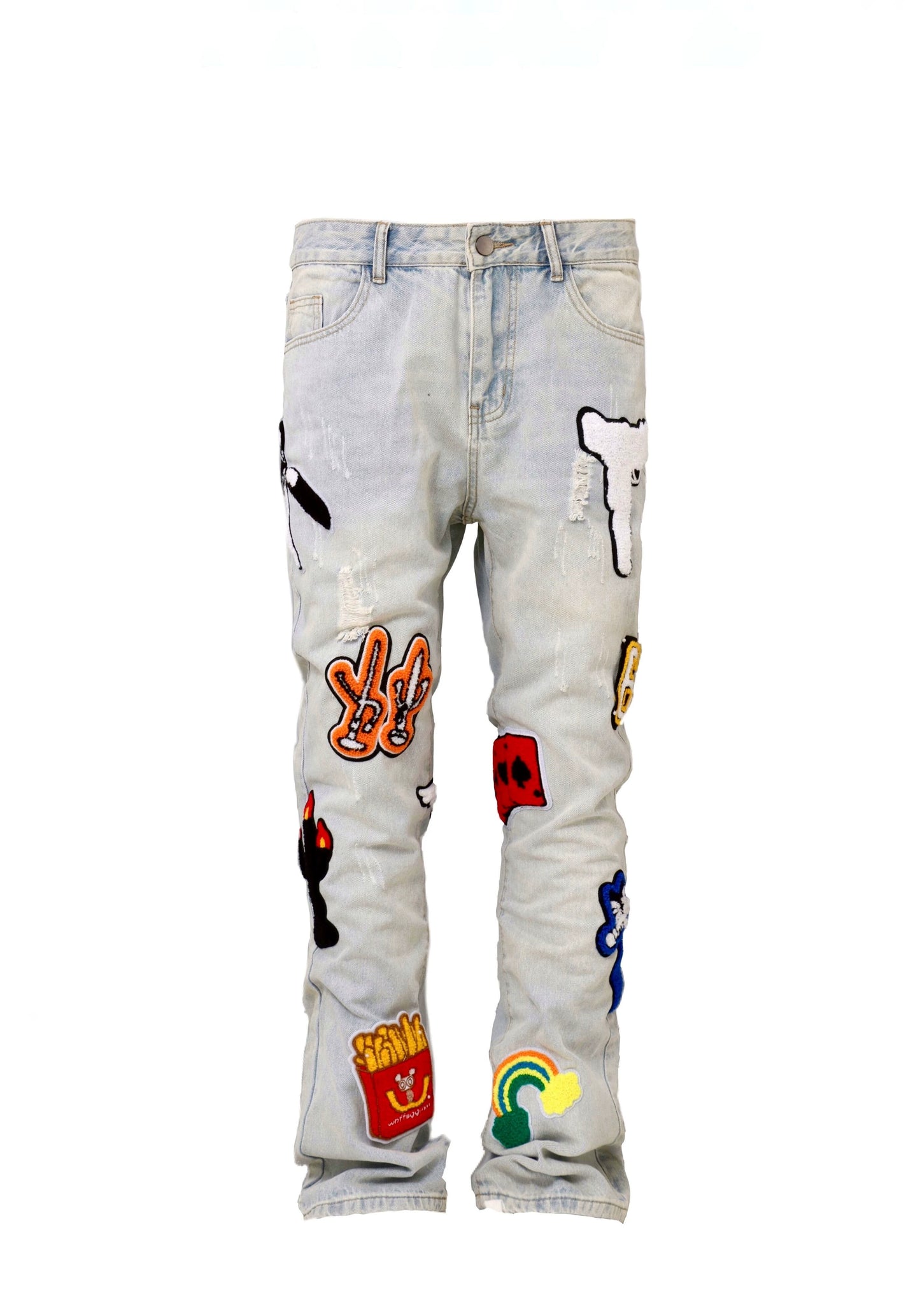 Untold Light-Colored Floral Embroidered Jeans