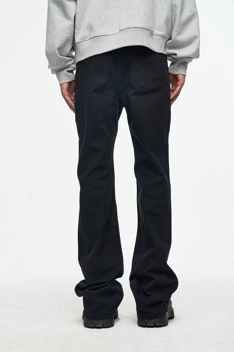 Untold Pure Black Micro Flare Jeans