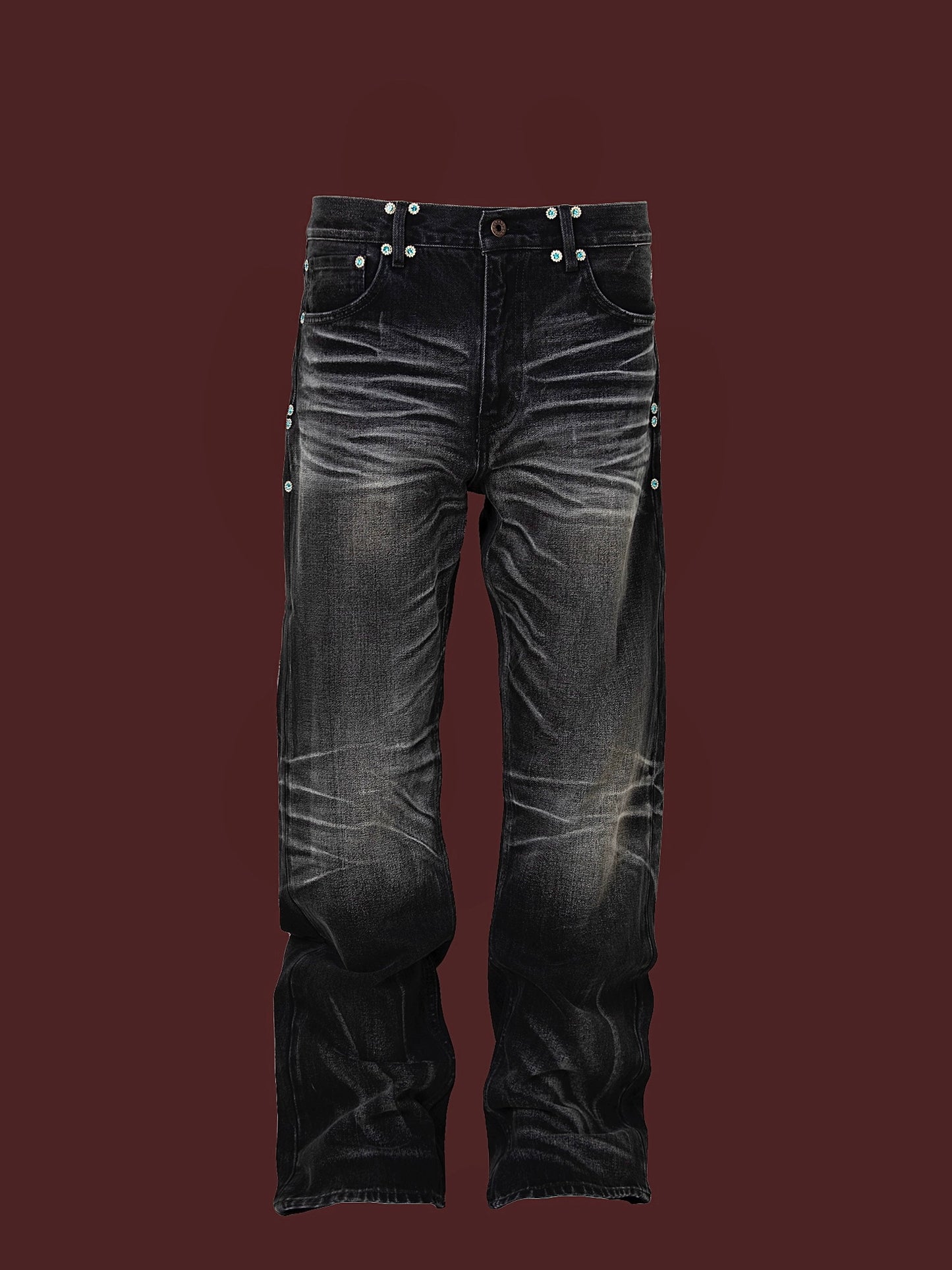 Untold Crepe Rhinestone Straight-Leg Jeans