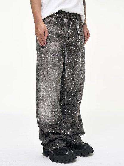 Untold Diamond Washed Distressed Straight Jeans