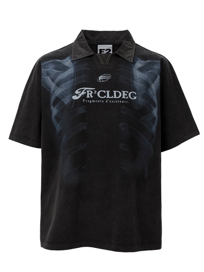 F2Center Heavy Washed Old Polo Shirt