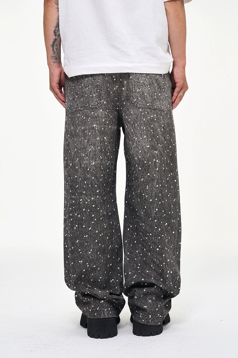 Untold Diamond Washed Distressed Straight Jeans