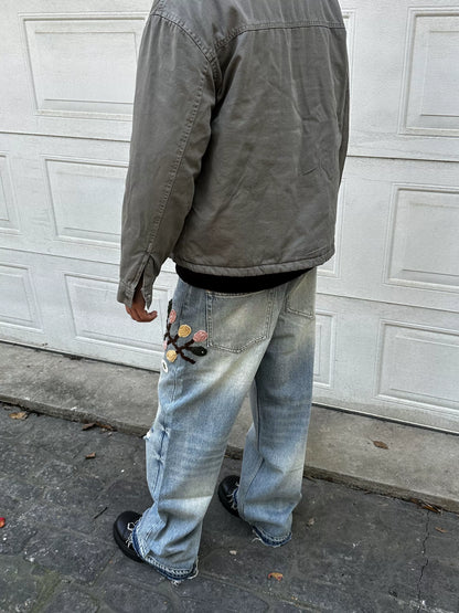 Untold Unisex Crochet Embroidered Straight Jeans