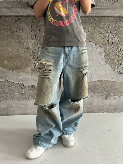 Distressed Ripped Baggy Denim Jeans