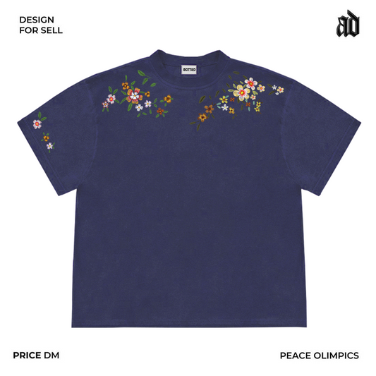 Only do cost-effective things! Floral design sense niche chic American vintage loose pullover short sleeve T-shirt