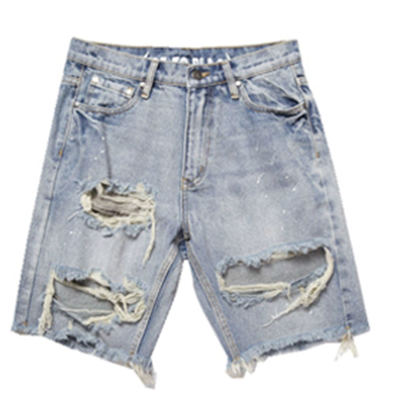 Distressed Holes Denim Shorts