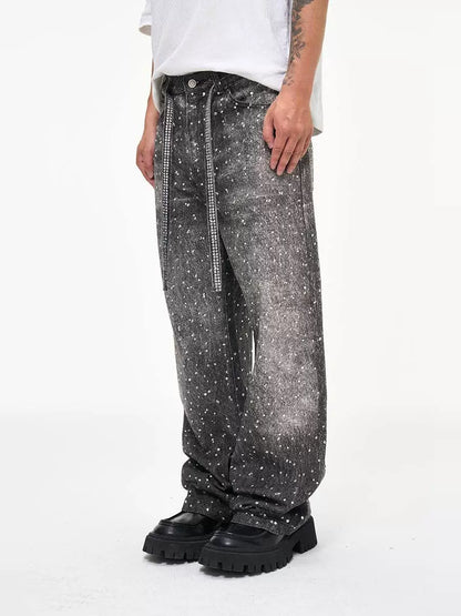 Untold Diamond Washed Distressed Straight Jeans