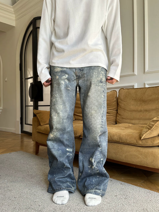 Untold Vintage Digital Splash Bootcut Denim Trousers
