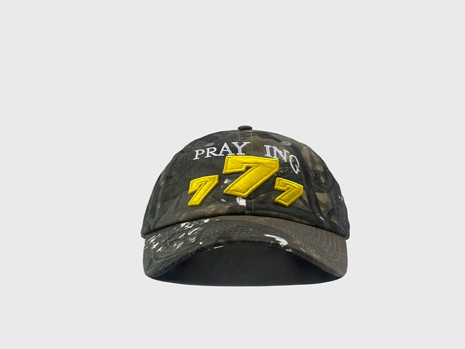 Korea ins same three-dimensional embroidery 777 camouflage splash soft top baseball cap street fashion outdoor cap tide