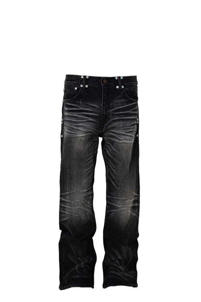 Untold Crepe Rhinestone Straight-Leg Jeans