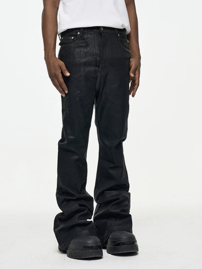Micro Elastic Waxed Flare Pants