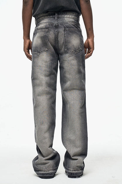 Untold Washed Distressed Flared Jeans