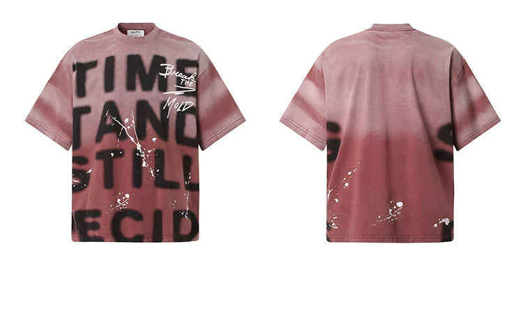 Ink Splash Letter Print T-Shirt