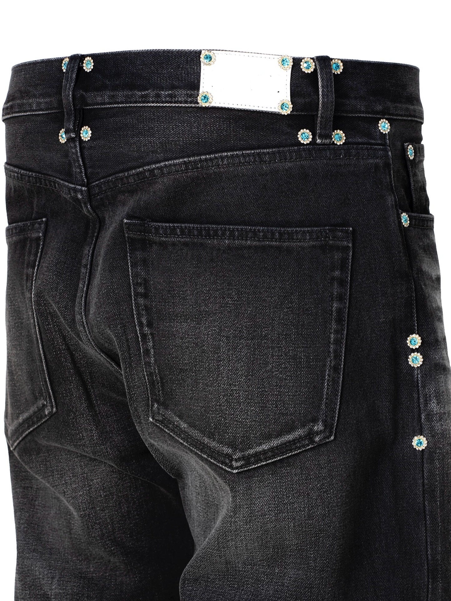 Untold Crepe Rhinestone Straight-Leg Jeans