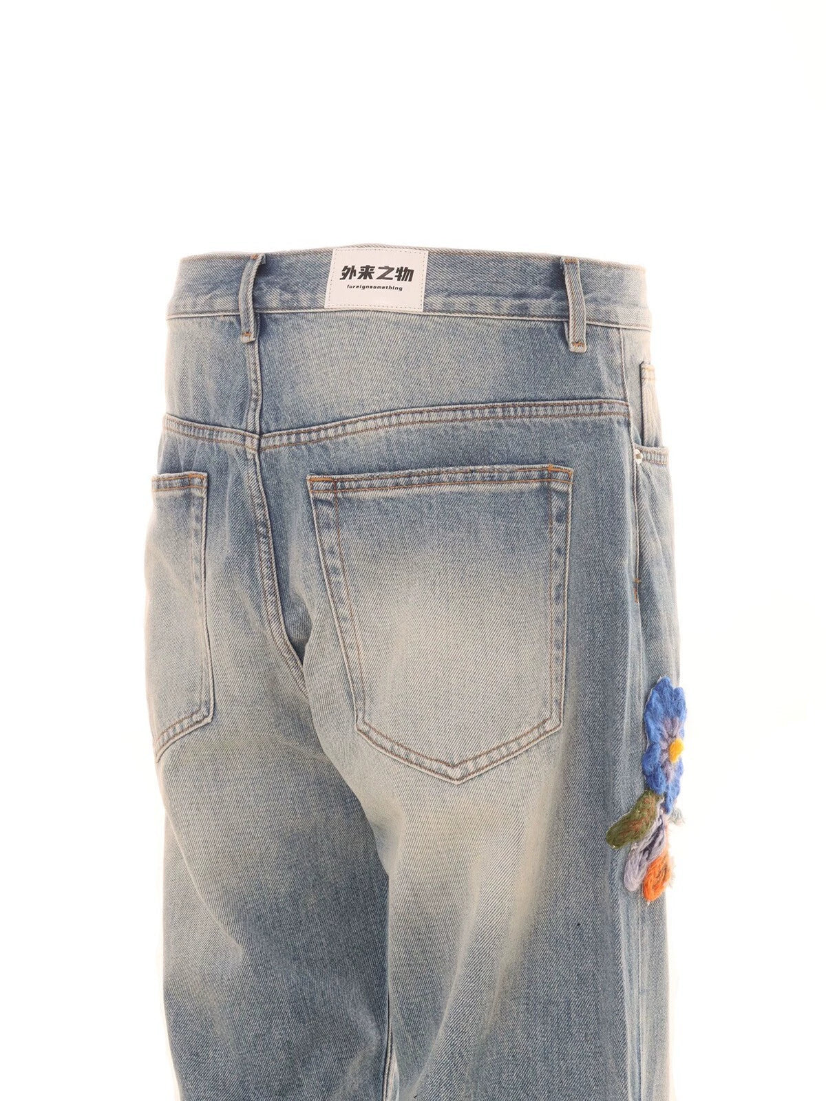 Untold Unisex Crochet Embroidered Straight Jeans