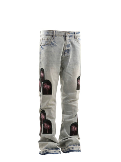 Untold Fireworks Embroidered Distressed Jeans