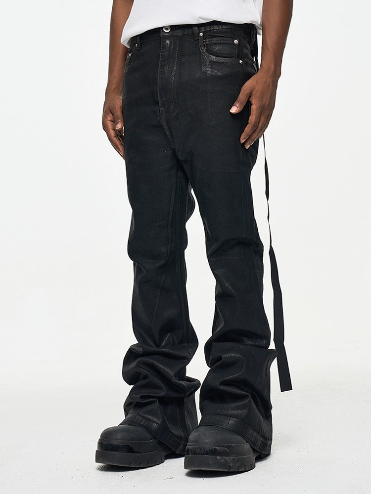 Micro Elastic Waxed Flare Pants
