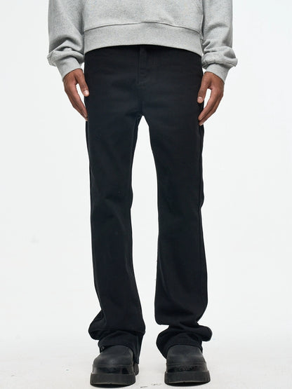 Untold Pure Black Micro Flare Jeans