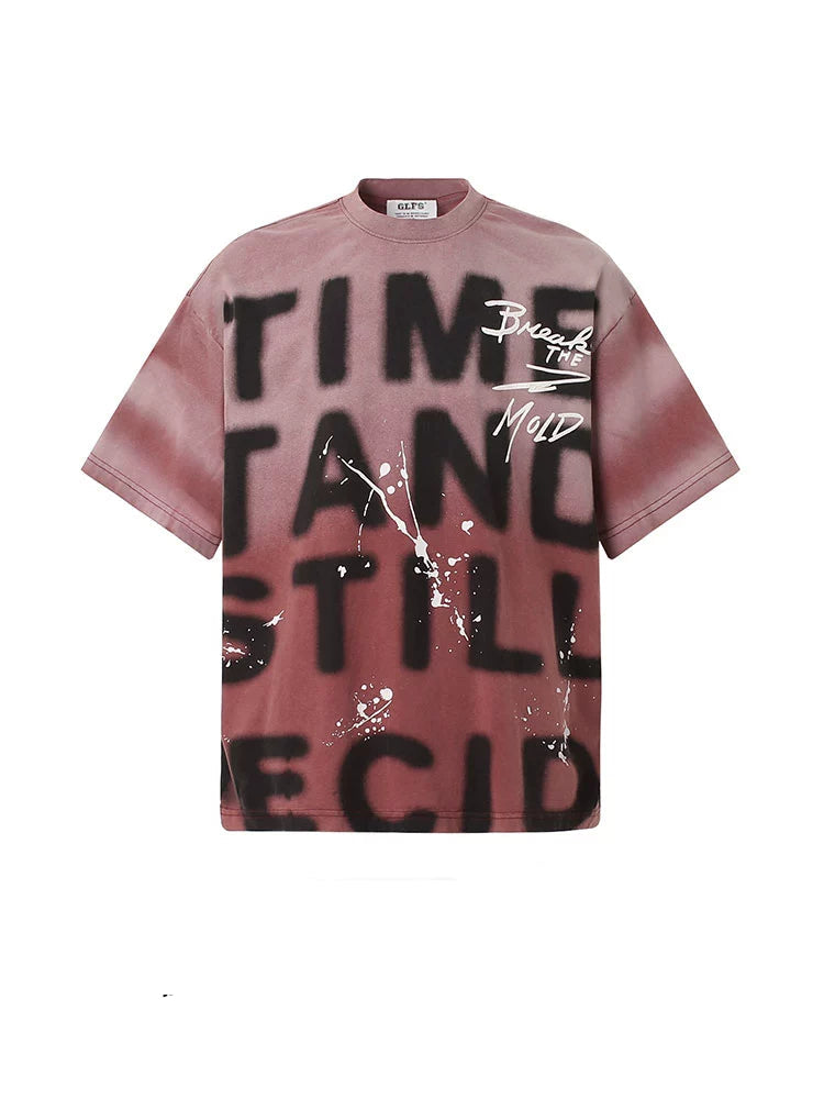Ink Splash Letter Print T-Shirt