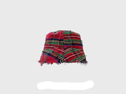 Distressed Plaid Bucket Hat