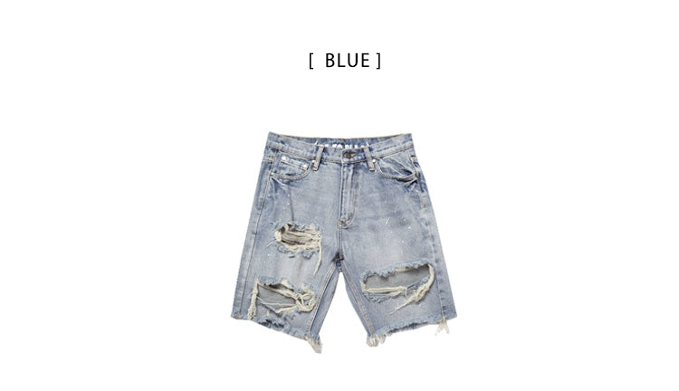 Distressed Holes Denim Shorts