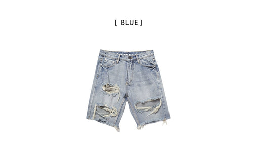 Distressed Holes Denim Shorts