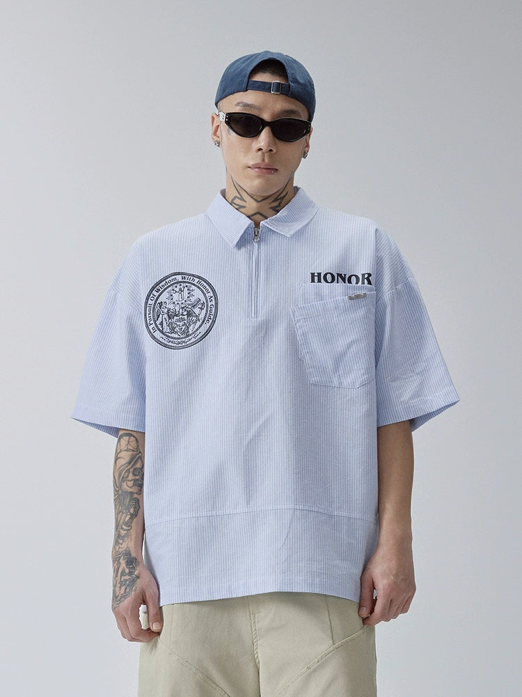 Summer Vertical Striped Short Sleeve Shirt