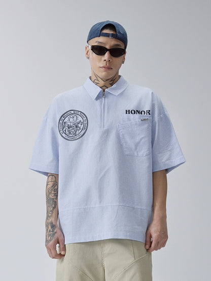 Summer Vertical Striped Short Sleeve Shirt