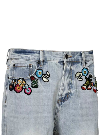 Untold Botanical Embroidered Straight Jeans