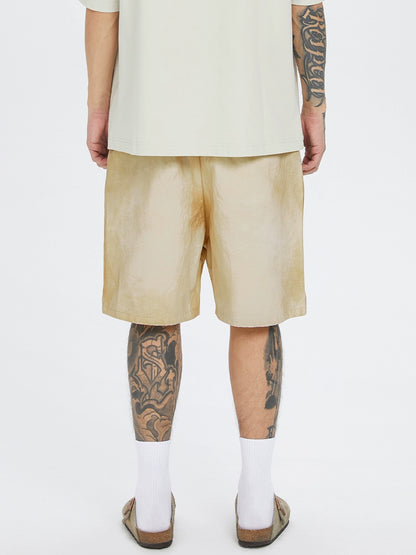 Vintage Distressed Silhouette Mud-Dyed Shorts