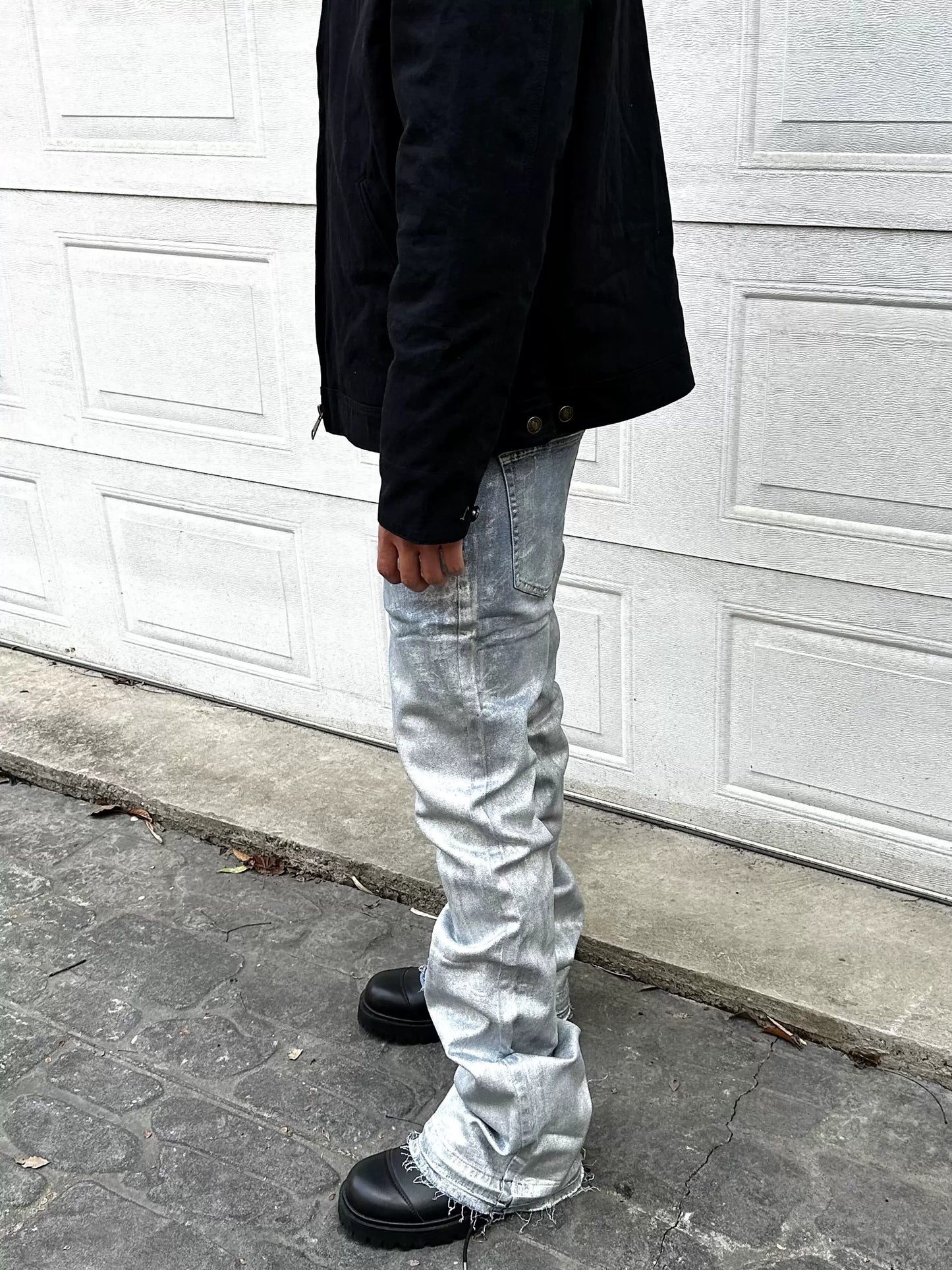 Untold Silver Brush Painted Bootcut Jeans