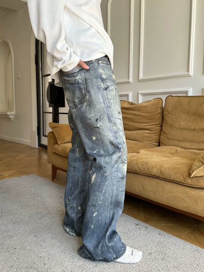 Untold Vintage Digital Splash Bootcut Denim Trousers