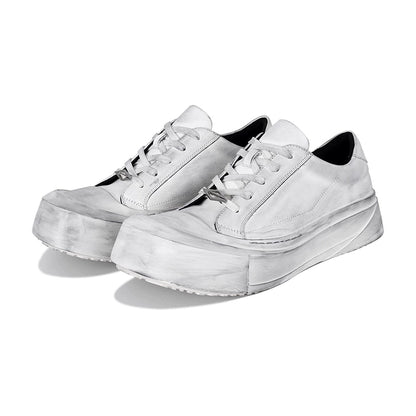 Arc Moon Cowhide Dirty White Board Shoes