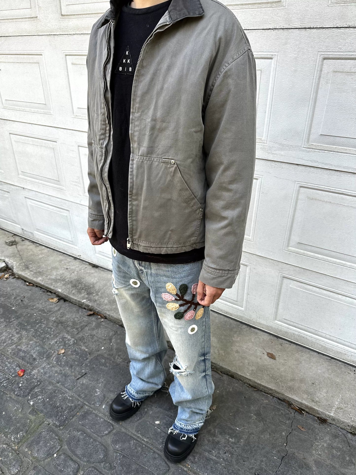 Untold Unisex Crochet Embroidered Straight Jeans