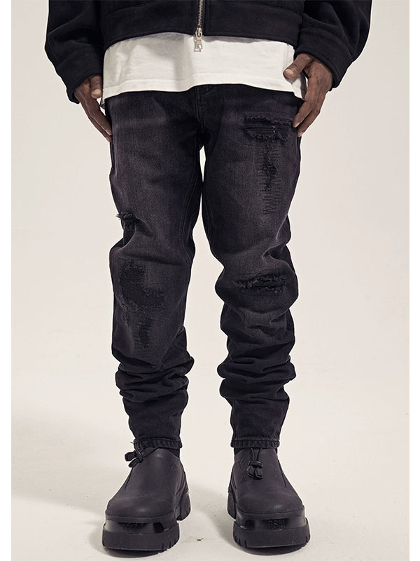 Untold Retro Grind-Washed Slim Ripped Jeans